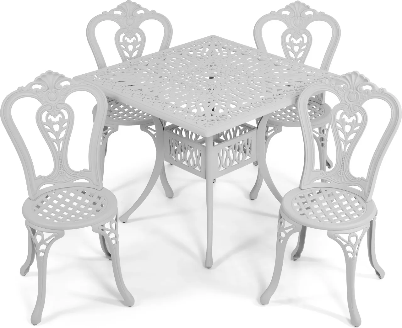 AFR Victoria 4 Seater With 90cm Square Metal Table & Chair Set