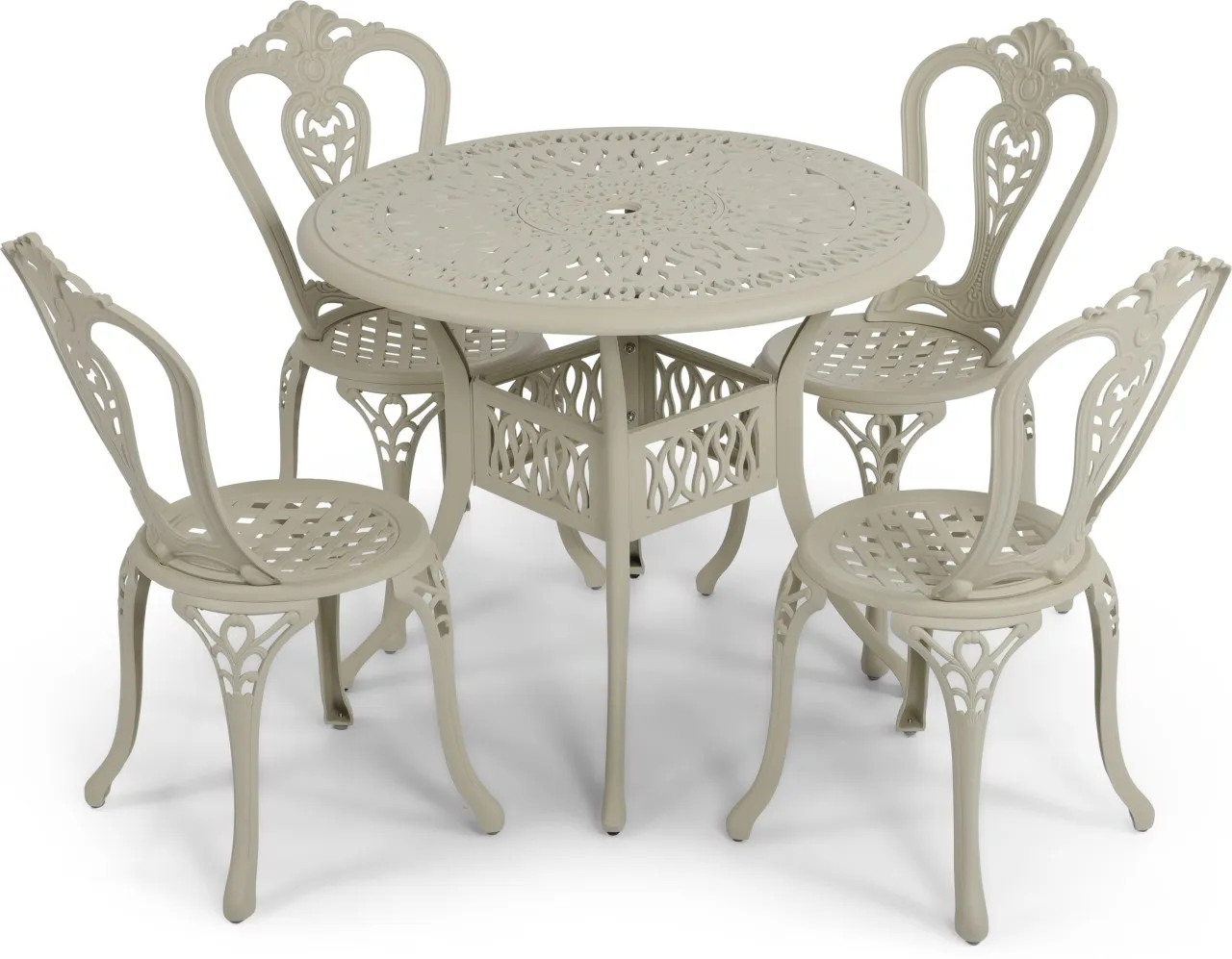 AFRI101 Victoria 4 Seater With 90cm Round Metal Table & Chair Set