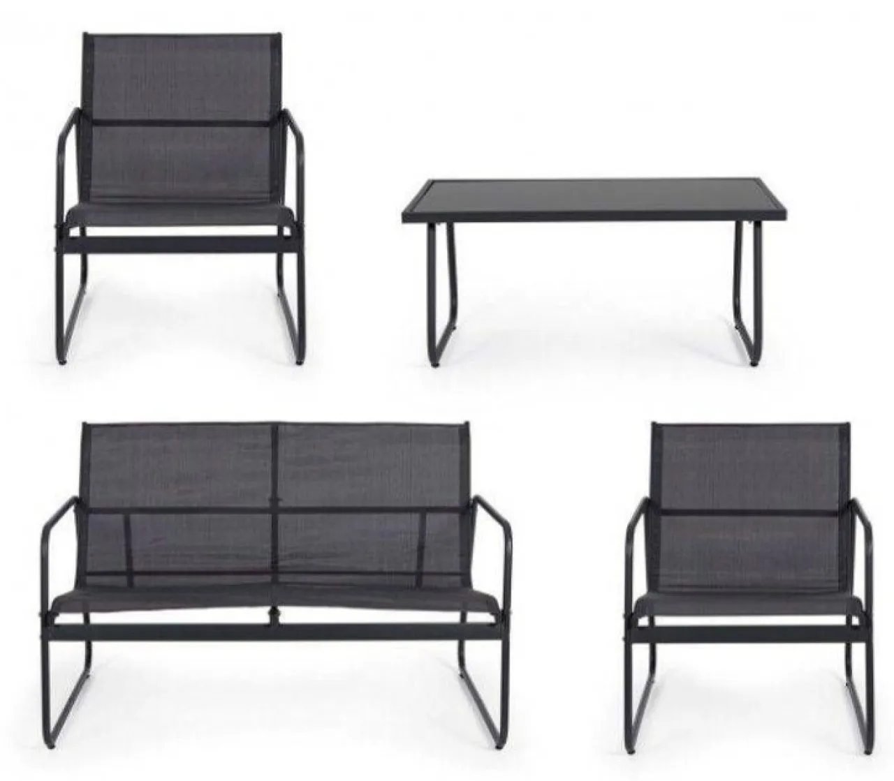 GL 4-Seater Outdoor Patio Dining Furniture Set Fabric Table, Chair & Bench Set
