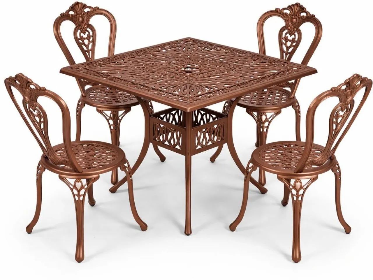 AFRI101 Victoria 4 Seater With 90cm Square Metal Table & Chair Set