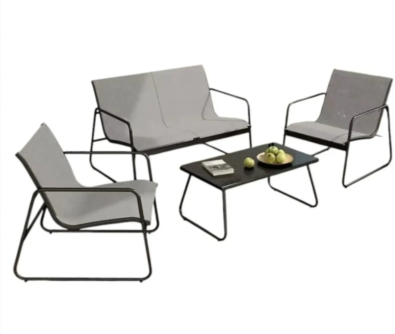 GL 4-Piece Outdoor Patio Furniture Set Metal Table, Chair & Bench Set