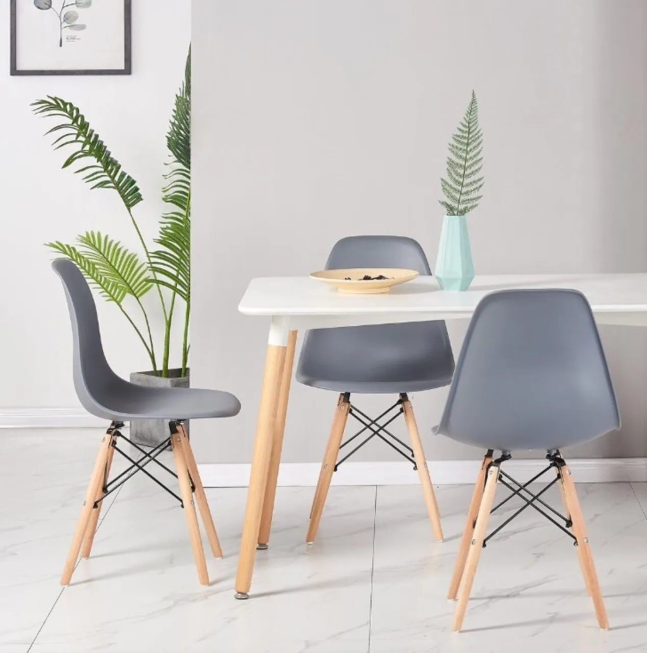 infinity homeware Dining Table and Chairs SET OF 5 WHITE Fabric Table & Chair Set