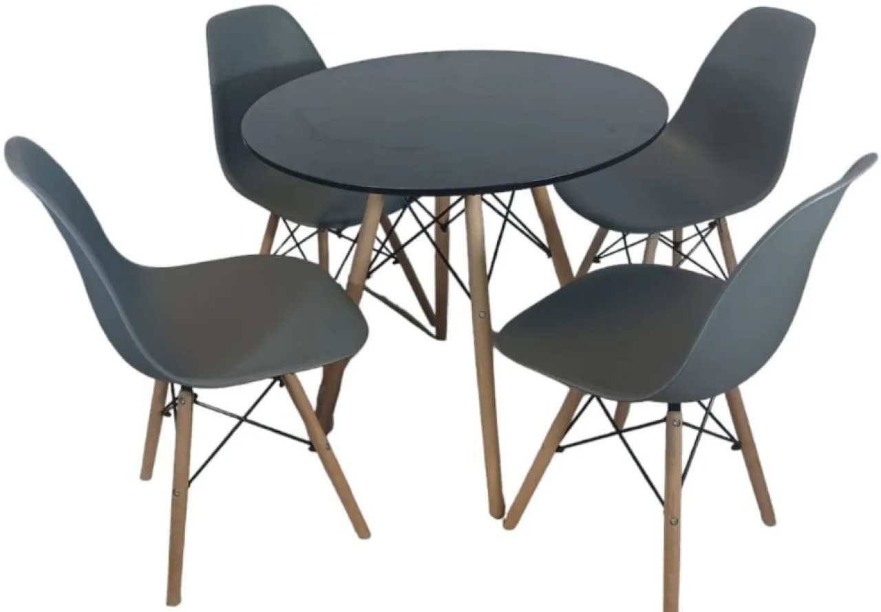 SMTE Grey Chair with Black table Plastic Table & Chair Set