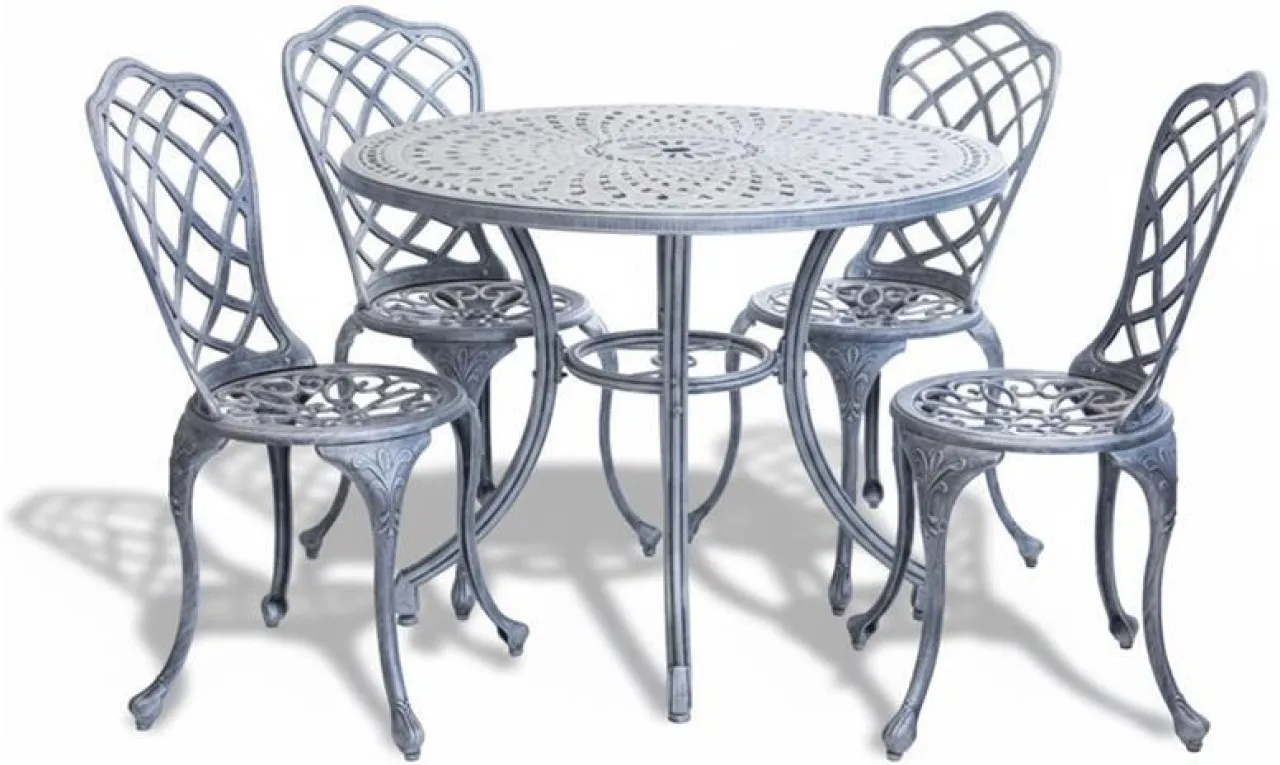 Generic Coral Aluminium Dining Set 4-Seater 1000mm Round Plastic Outdoor Bar Set