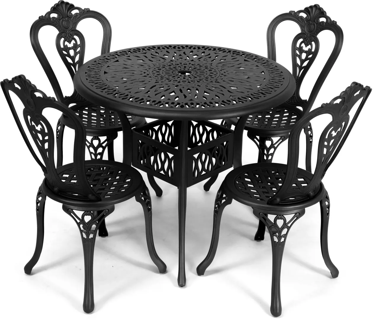 AFRI101 Victoria 4 Seater With 90cm Round Metal Table & Chair Set