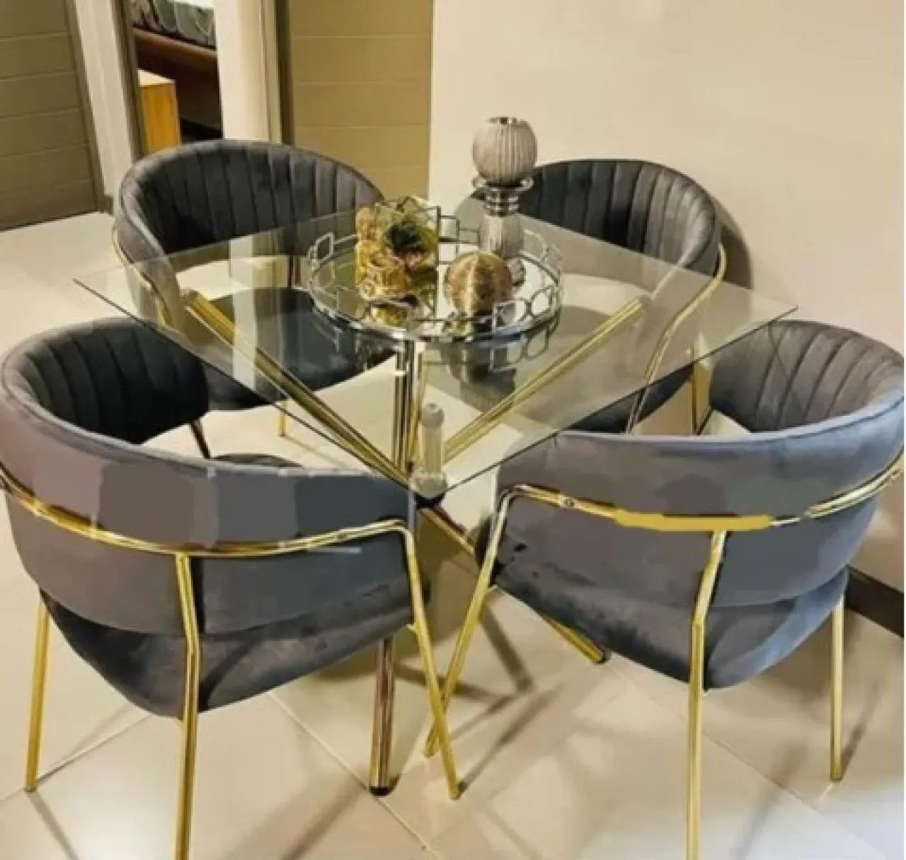 MadeFurnituer Modern Dining Table and Chairs Metal Table & Chair Set