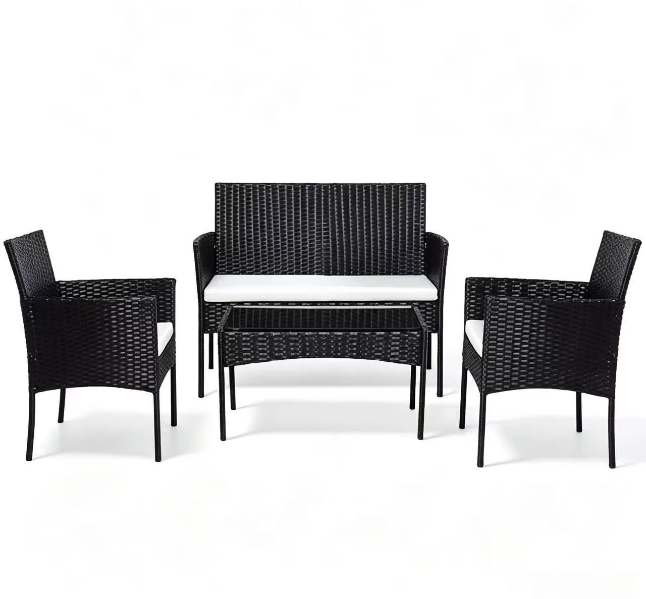 ArtisanFurniture Warehouse Furniture 4 Pieces Outdoor Patio Wicker Furniture Set Rattan Conversatio…