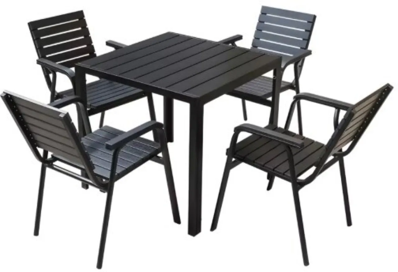 Furnishful 4 Seater Outdoor Furniture Lounge Patio Dining Table And Chairs Set Metal Table & Chair …