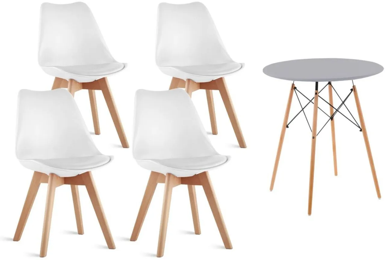 i Furniture DINING SET 4CHAIRS 1 TABLE Leather Table & Chair Set