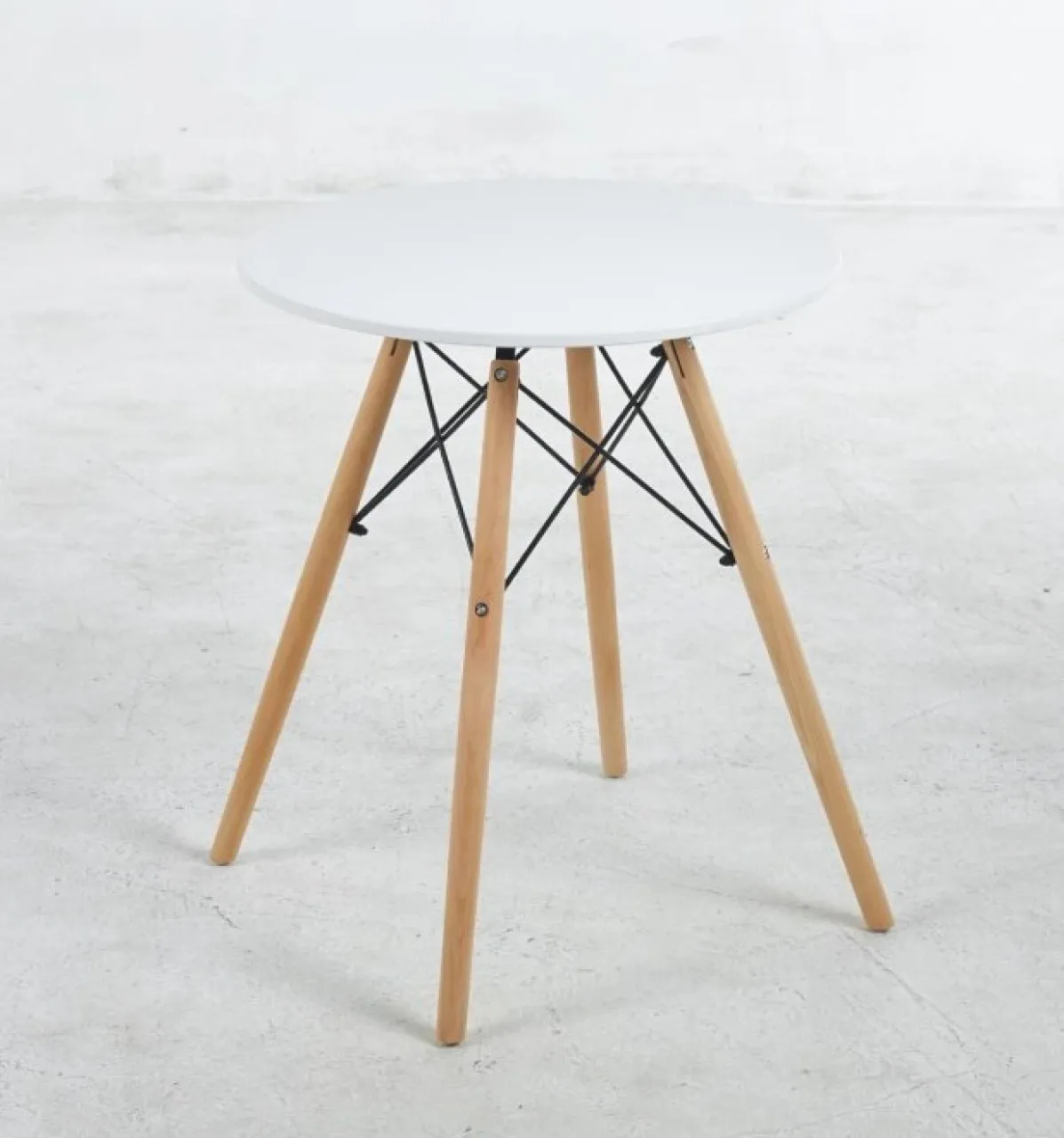 MR FURNITUER Small Round Table with Wooden Legs Office Desk Kitchen Dining Table Bar Table