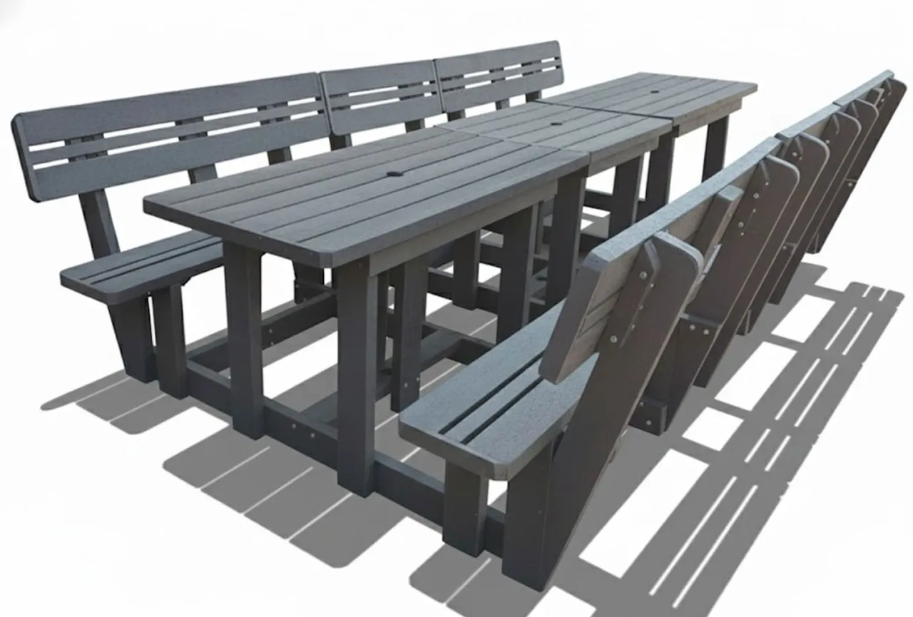 Generic Recycled Plastic Picnic Table 10-Seater XXL Plus Backs Picnic Table