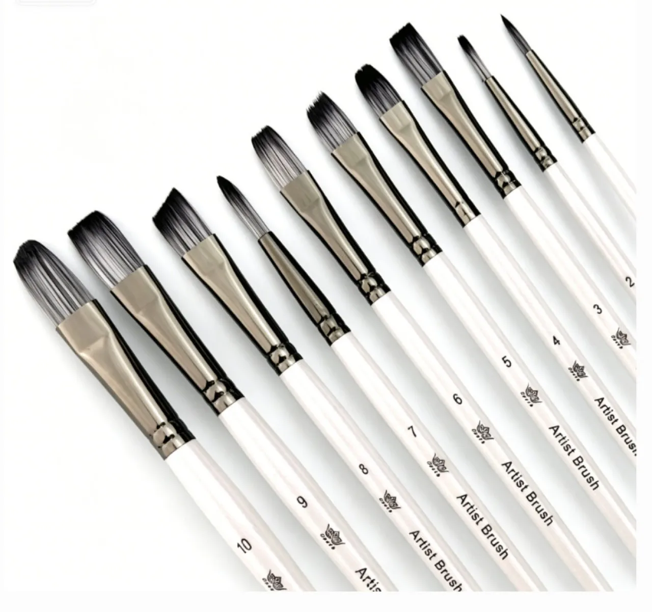 SHIJIN 10 brushes of pearl white color - Double-color nylon hair painting set 10 brushes of pearl w…