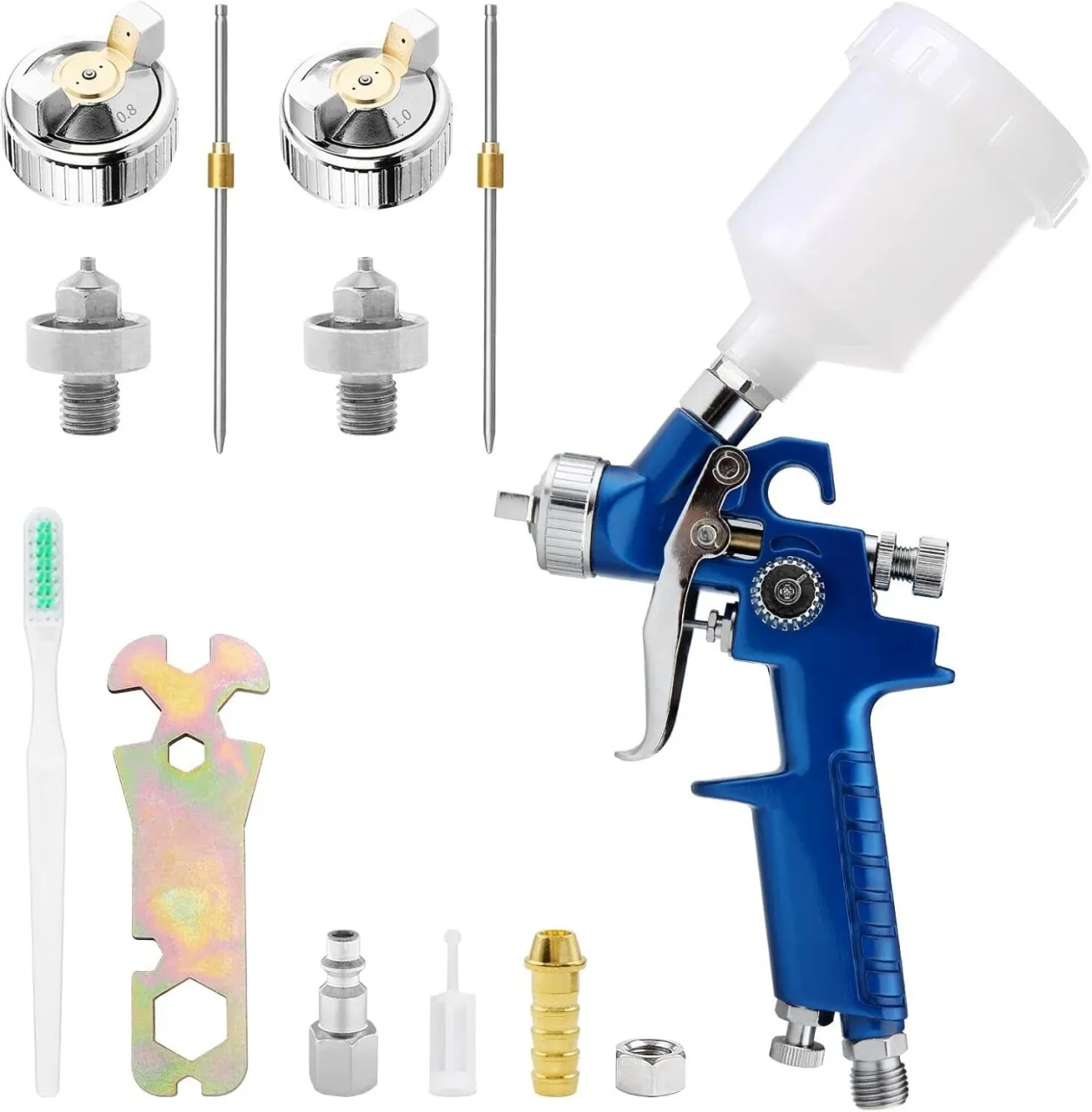 LIUHUI Mini HVLP Air Spray Gun with 0.8/1.0 mm Nozzles, Detail Repair Automotive Paint Gun Kit, 125…