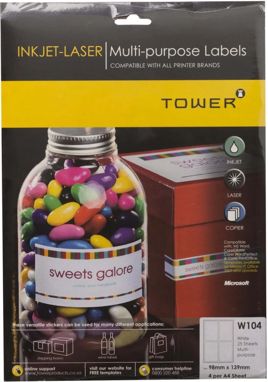TOWER Inkjet Laser Labels Self Adhesive Paper Label