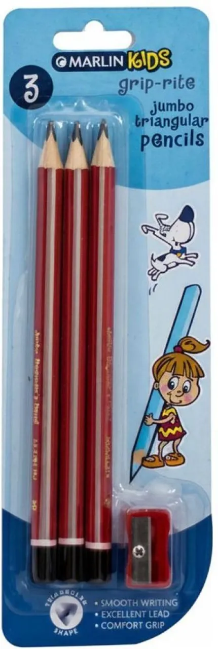 Marlin HB Pencil with Hexagonal Grip 3 Pack Hexagonal