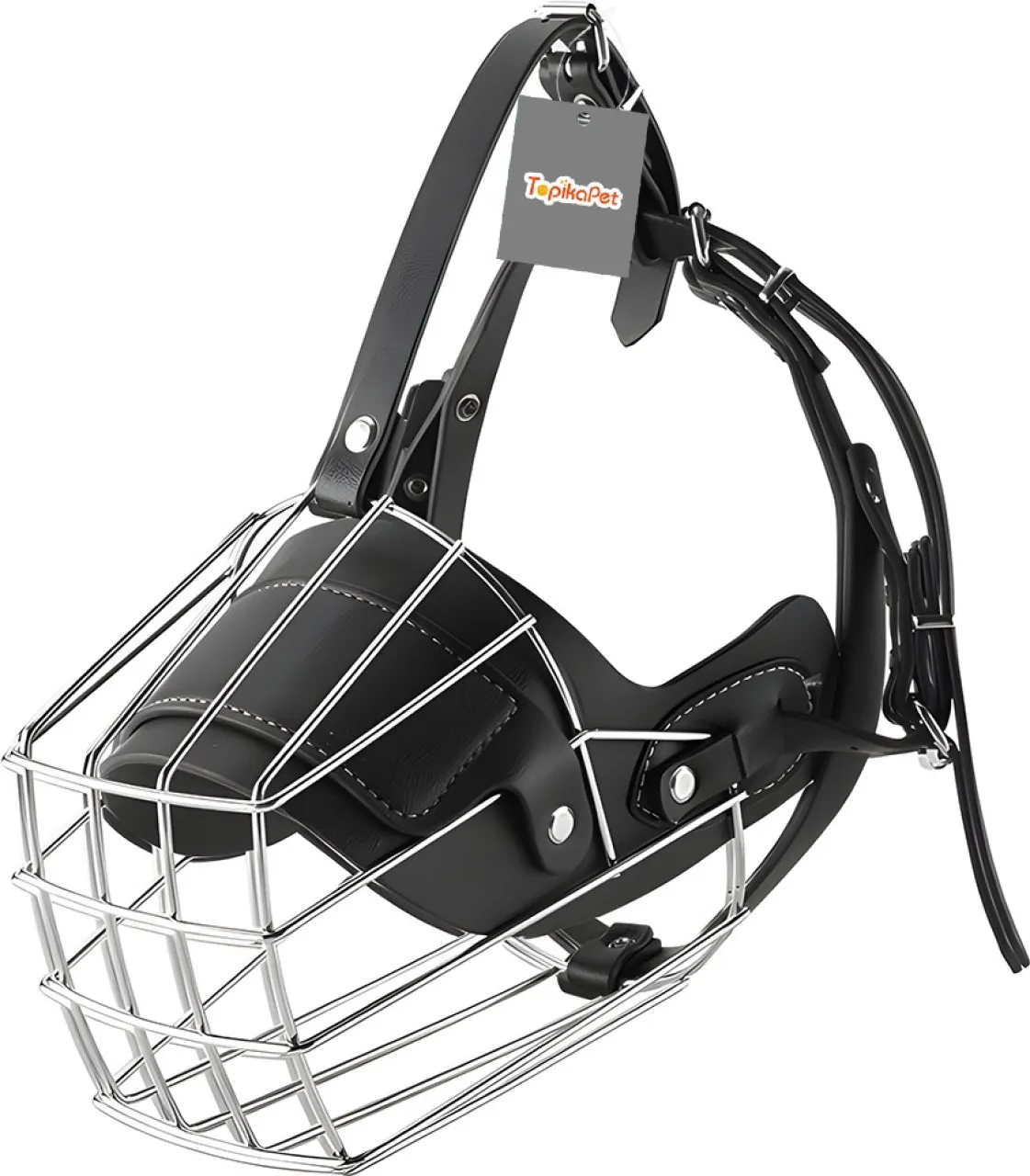 Topika Heavy-Duty Wire Muzzle for Large Breeds, Adjustable & Secure Fit Dog Break Away Collar