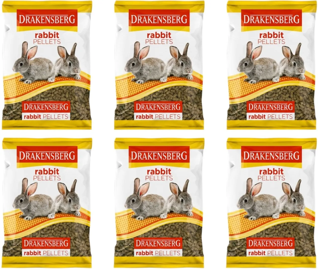 Drakensberg Pet Food (Rabbit pellets) 6 x 1 kg Dry Adult Rabbit Food