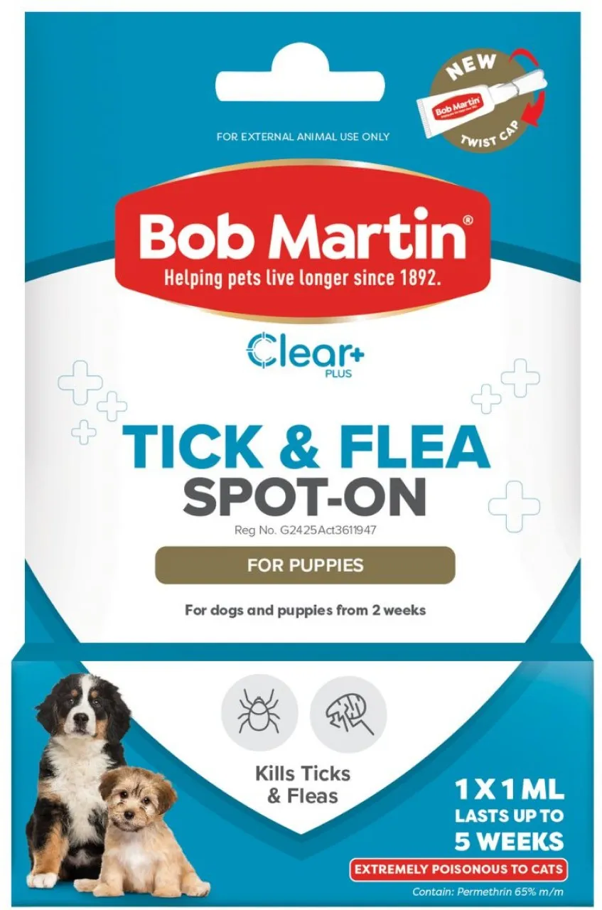 Bob Martin Pet Tick & Flea Dog Spot Puppies 1ml Pet Health Supplements