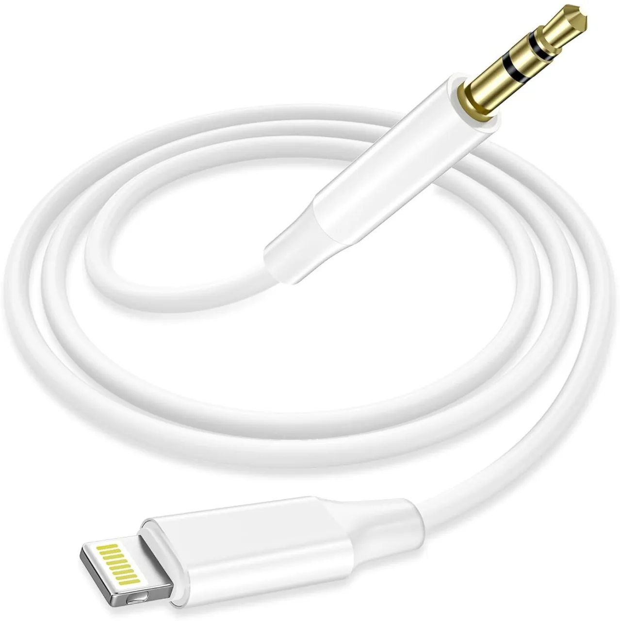 Hi-Fi Audio Quality White Lightning to 3.5mm AUX Cable Compatible with iPhone, 1M Hi-Fi Audio Cable…