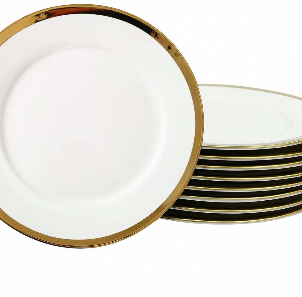 EverythingMART 0-Piece White Porcelain Dinner Plates with Gold Rim – Elegant 10.25" Round Plates fo…