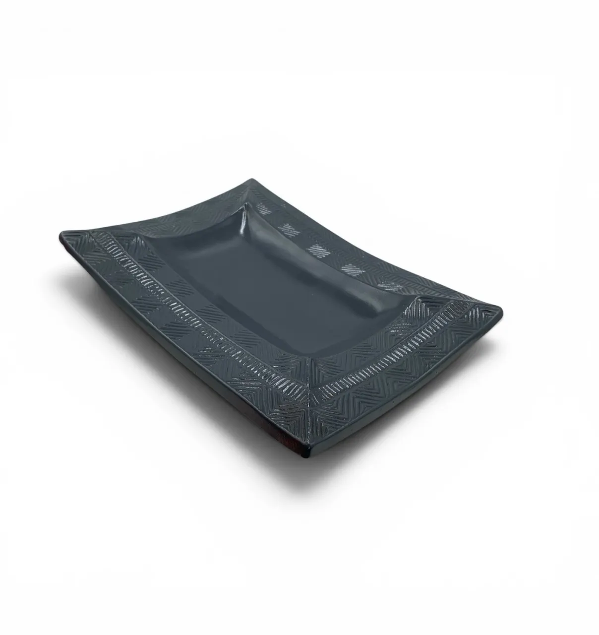 Africa Ceramics Server AC 36x26cm Ethnic Border Server - Grey Tray