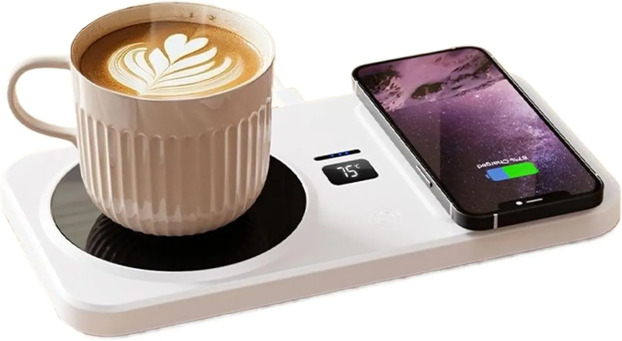 linglian Coffee Warmer - Desk Plate Heating Pad, Electric Warming Coaster, Integrated Phone Charger…