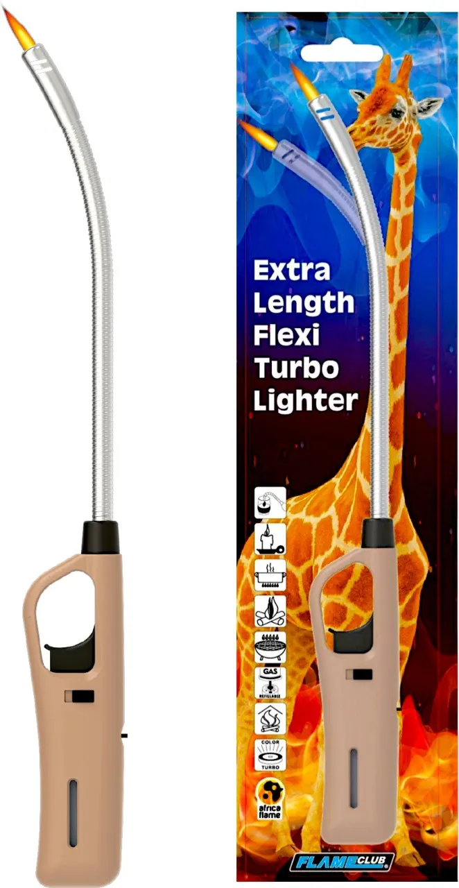 Africa Flame Flexi Turbo Extra Length Braai Lighter - Brown Pocket Lighter