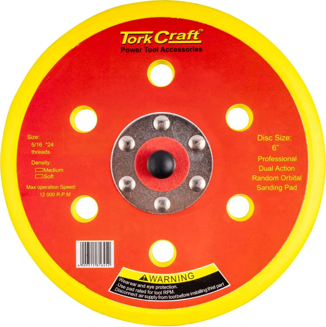Tork Craft Da Sander Pad Hook and Loop 6 Holes 5 - 2 Pack Dual Action (DA) Polisher