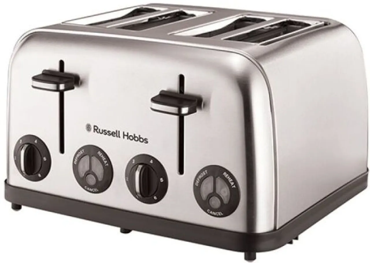 Russell Hobbs 4 Slice Toaster Stainless Steel 1750 W Manual Pop Up Toaster