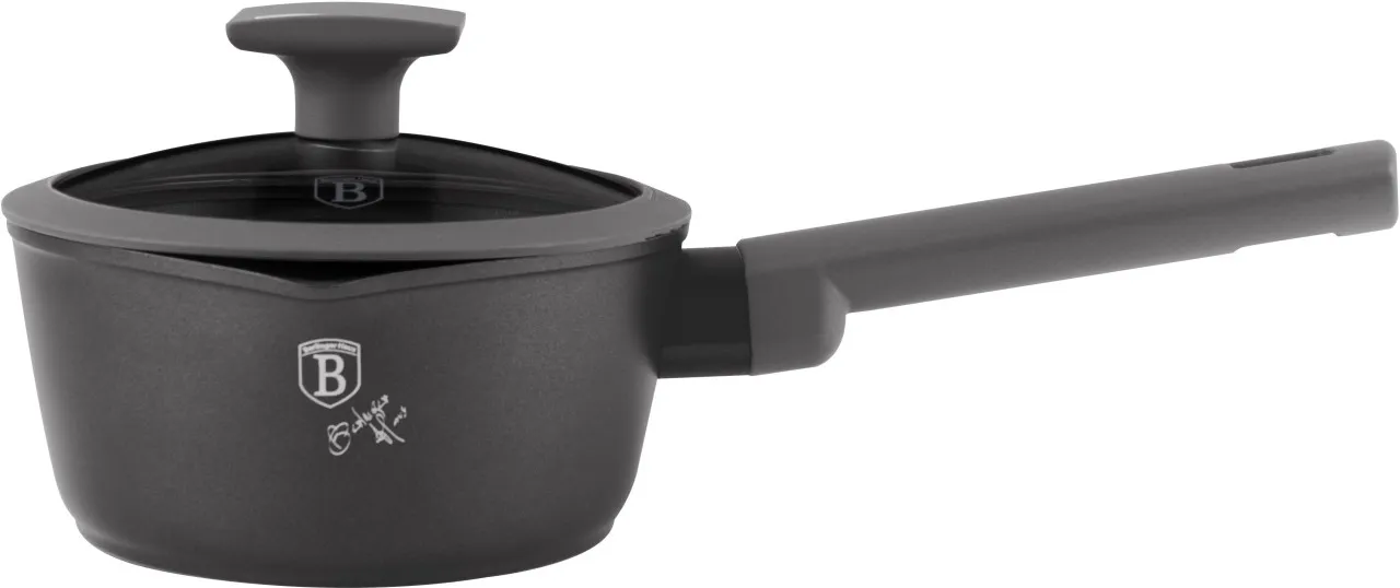 Berlinger Haus 16cm Non Stick Titan Pro Coating Sauce Pan with Lid - Antracite Pan with Lid 1.2 L c…