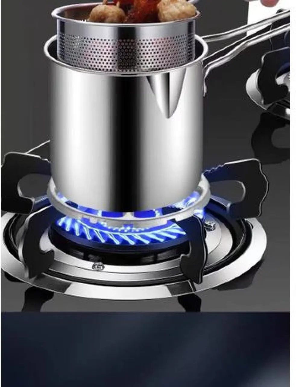Zzztrade Multifunctional Deep Fryer with Strainer / Cooking Pot Pot 1.5 L capacity