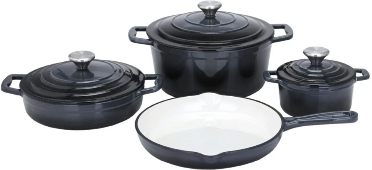 Flavor Fusion Casserole 7 pcs Set Cast Iron Dutch Oven Cookware Pot Pot with Lid 2.5 L capacity