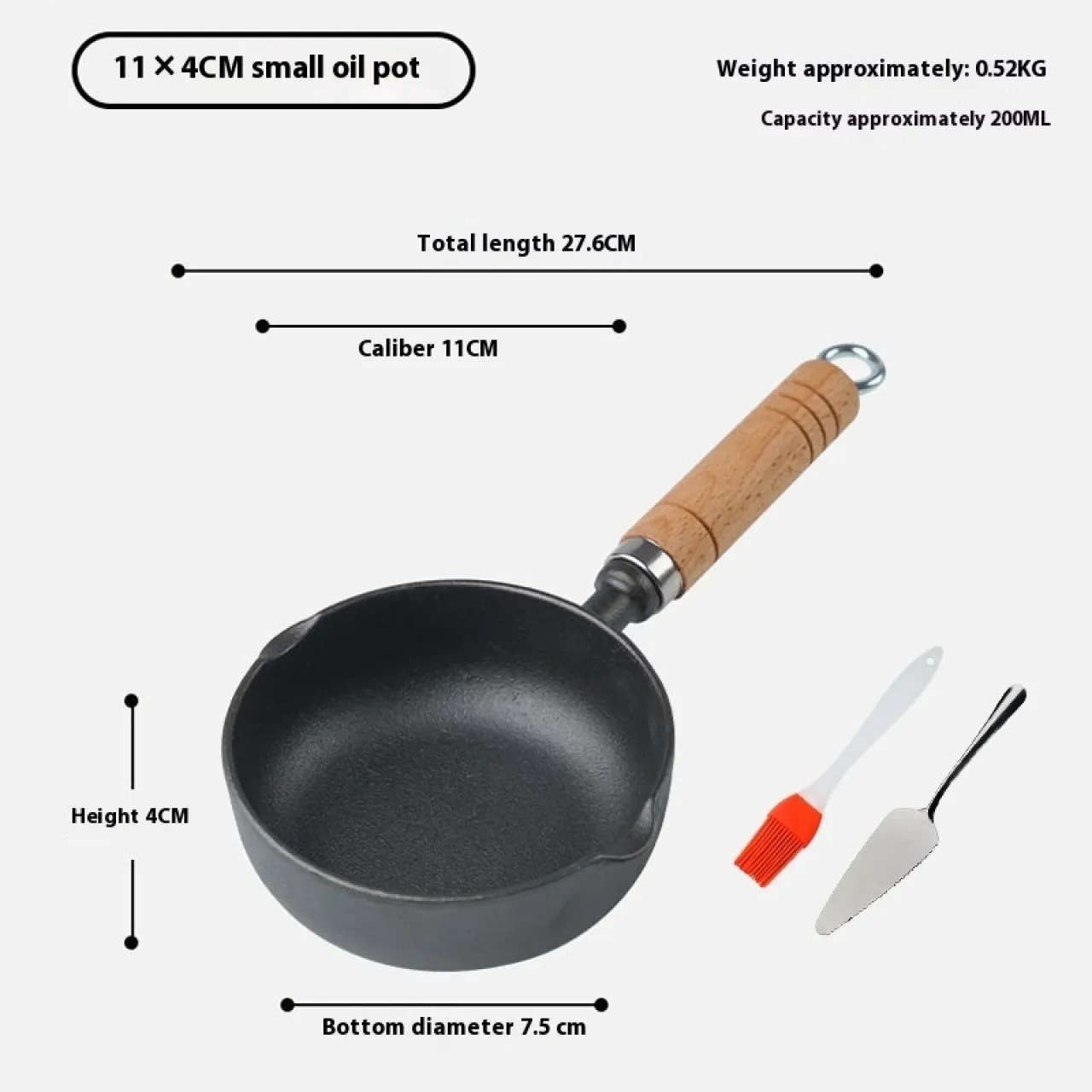 Huanix 3-piece set A New Deepened Small Iron Pan Non-Stick Flat Bottomed Hot Oil Pan 1 L capacity