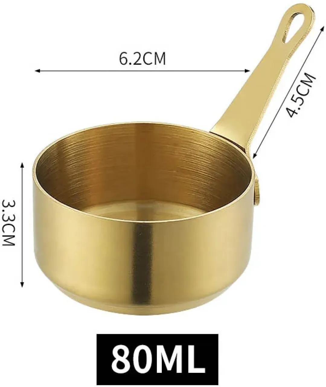 Huanix 80ml-Gold Sauce Pan Pot Stainless Steel Nonstick Milk Pot With Handle Pan 1 L capacity