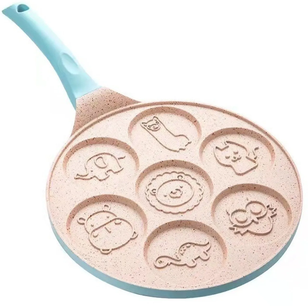 Huanix Blue animals Seven-hole Pancake Pan Aluminum Alloy Animal Smiley Breakfast Pot Bakelite Pan …