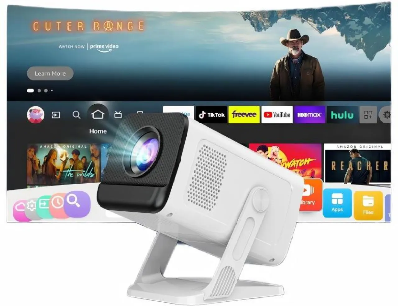 TAOJIANG Smart Android 11 Projector, Native 720P HD 4K Decode, WiFi6 Bluetooth 5.4 Home Cinema Port…
