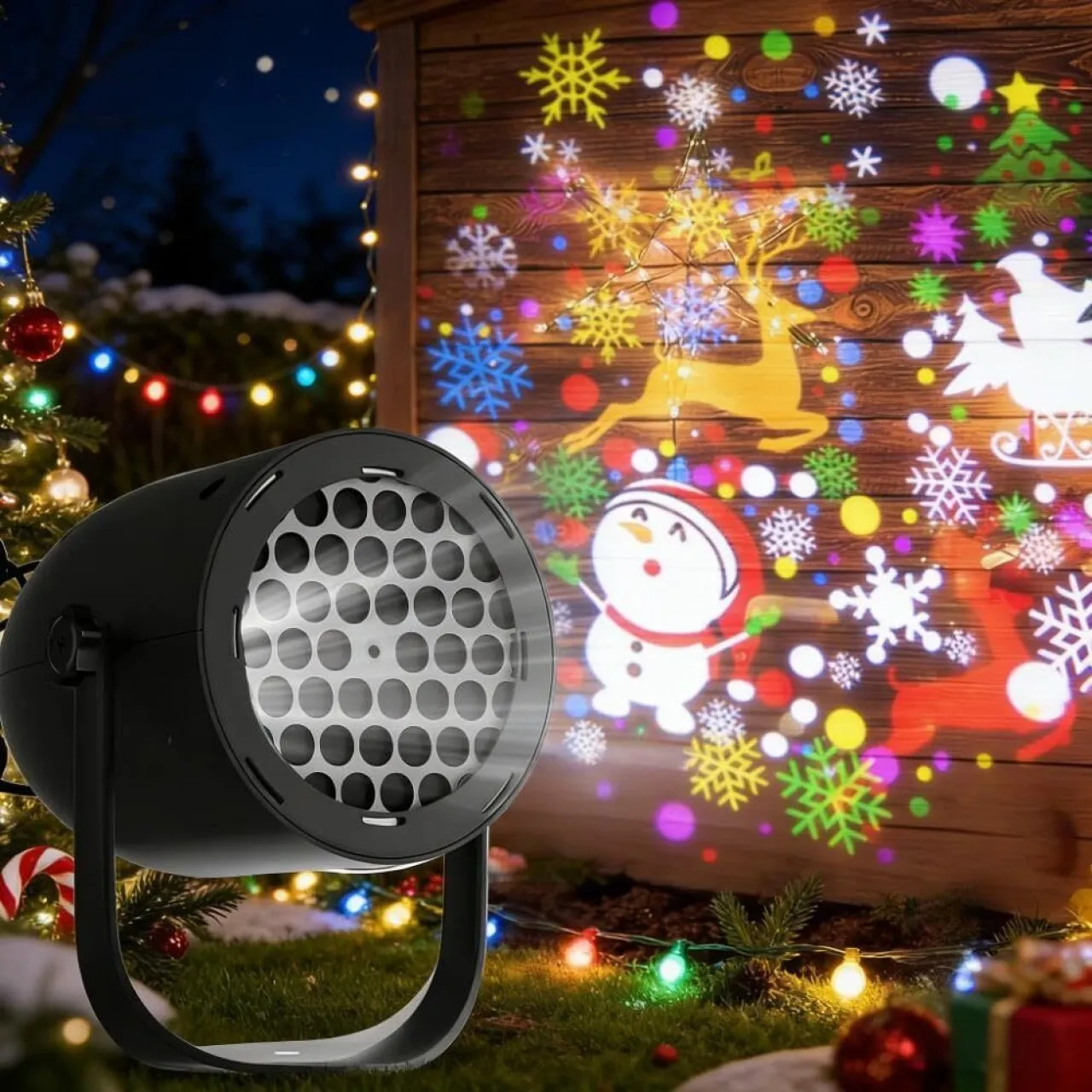 LIUHUI Christmas Snowman/Snowflake Led Projector Lights, Mini Adjustable LED Projector Lights for C…