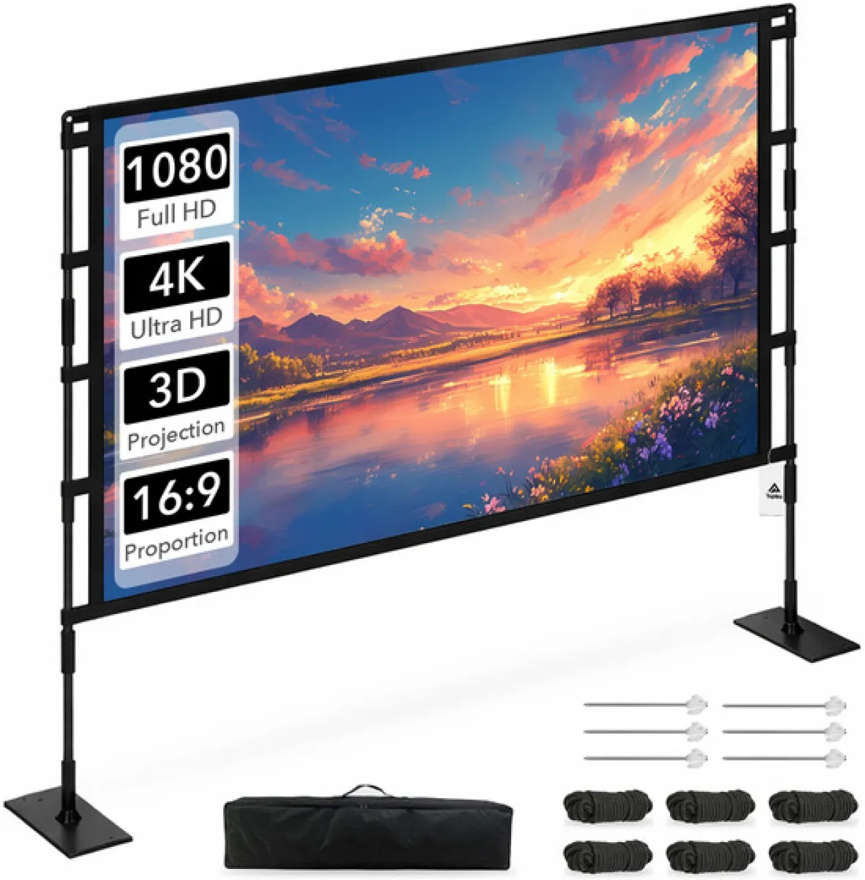 Topika Peojector Screen 120 Inch Projection Screen With Stand Portable Projector Screen (Width 265 …