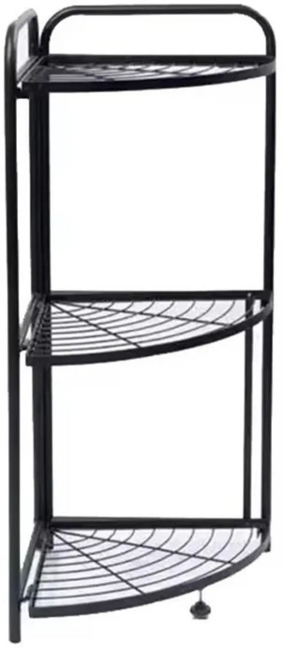MHC Foldable Black Carbon Steel 3-Tier Corner Shelf Steel Rack Shelf