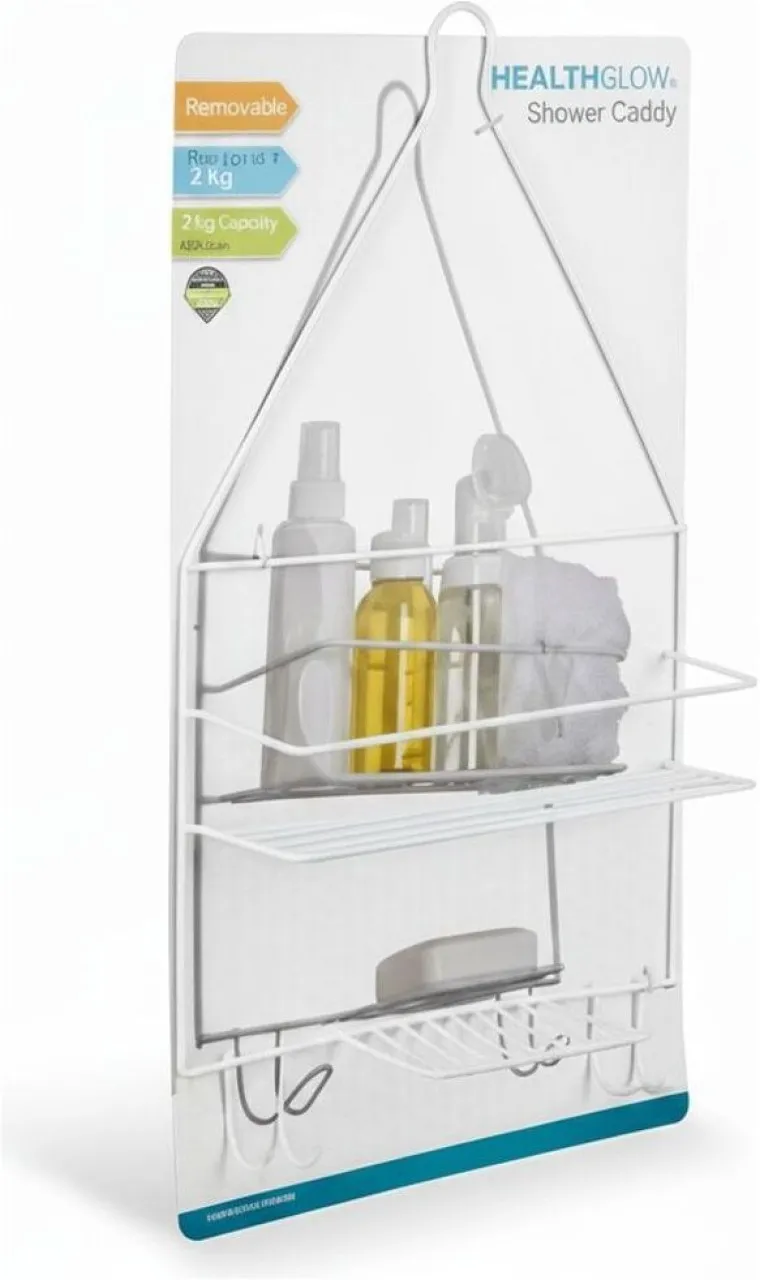 Healthglow Metal Shower Caddy 45x25 cm Steel Rack Shelf