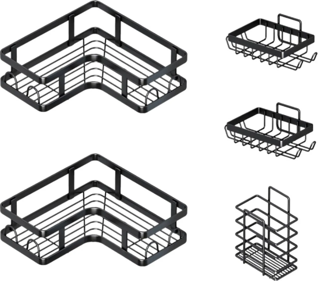 GL 5-Piece Bathroom Corner Shower Caddy Set Steel Rack Shelf