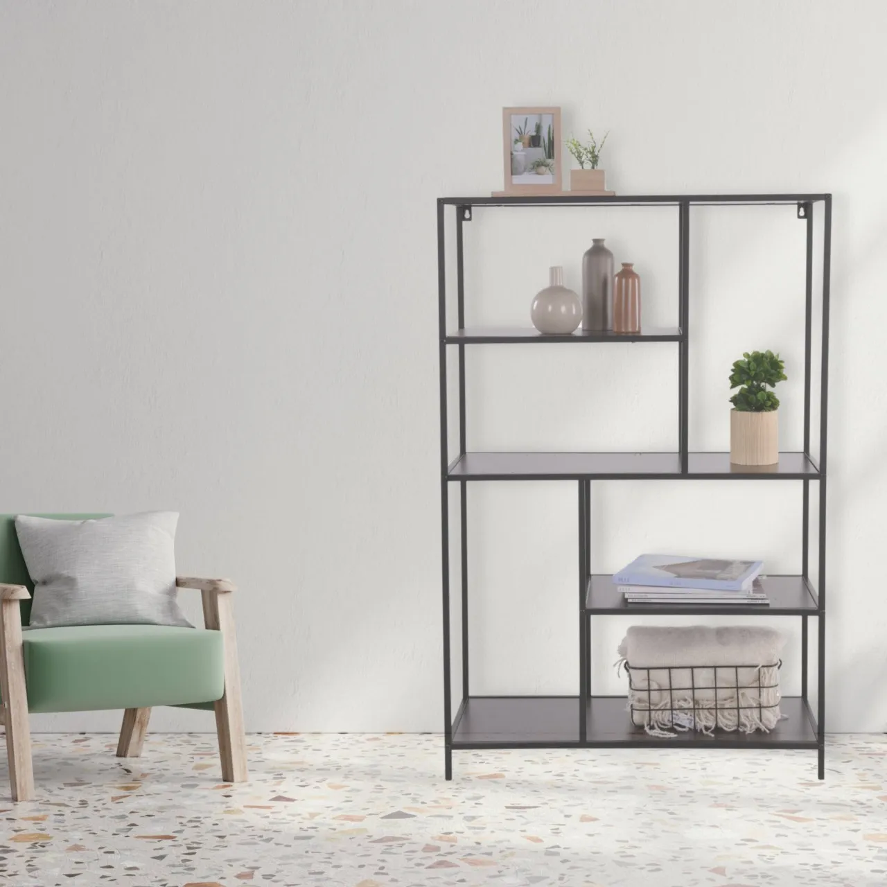 Ambiance 4 Tier Free Standing Shelf Shelving Unit Iron, Polypropylene Rack Shelf