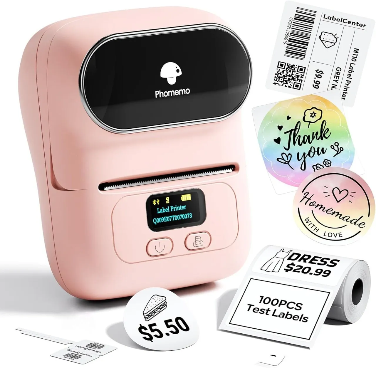 WEIWEISTORE Label Printer - M110 Thermal Label Printer Barcode Label Maker Mini Bluetooth Sticker P…