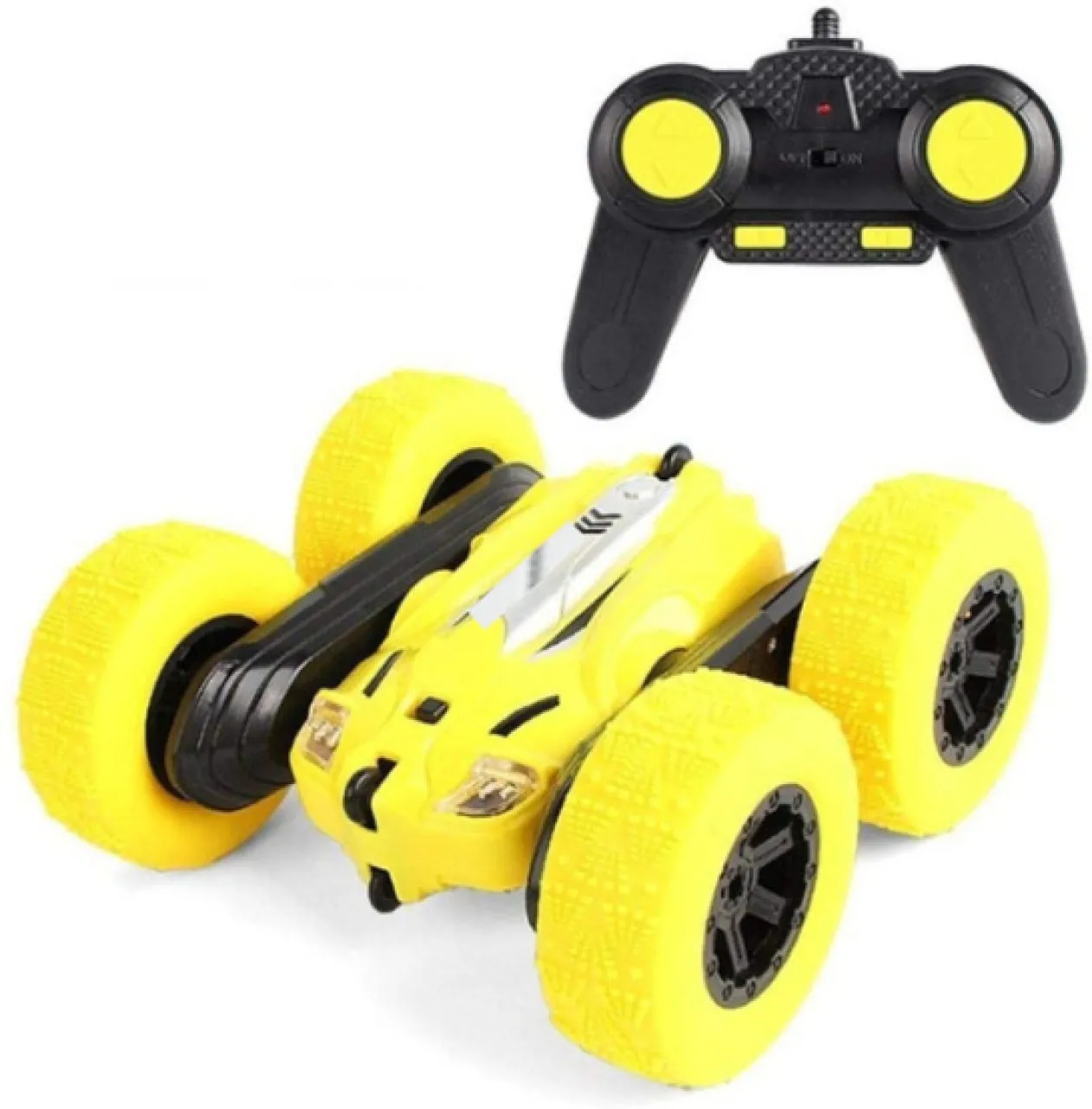 Miss Bliss Imports Remote Control Stunt Car Truck Double Sided 360 degree Flip LED Lights - Yellow