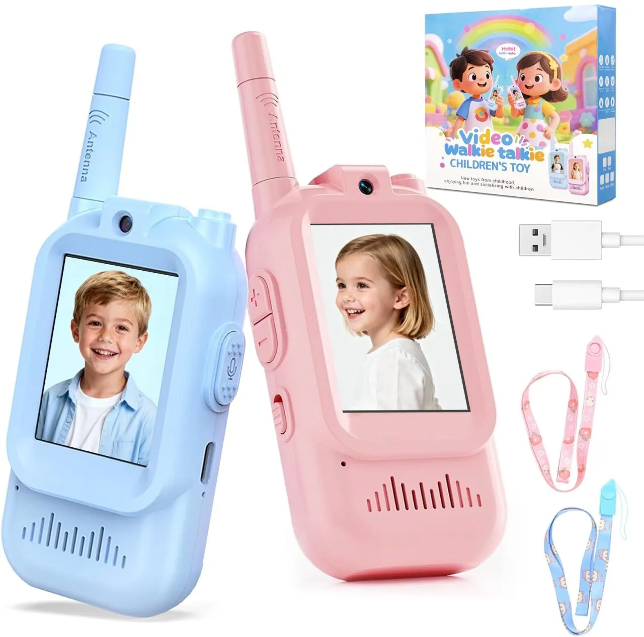 Finevr Video Walkie Talkies for Kids Toys, Christmas Gifts for Grandkids, 2 Pack HD Kids Walkie Tal…