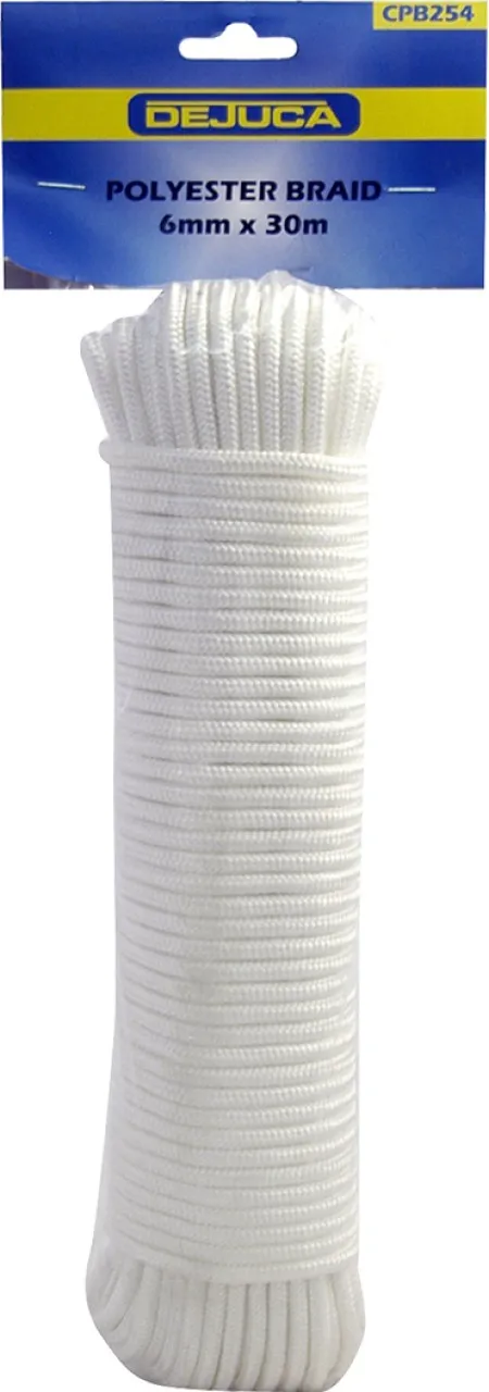 Dejuca Polyester Braid - 6mm X 30m - (hank) Braided Rope