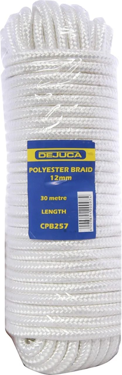 Dejuca Polyester Braid - 12mm X 30m - (hank) Braided Rope