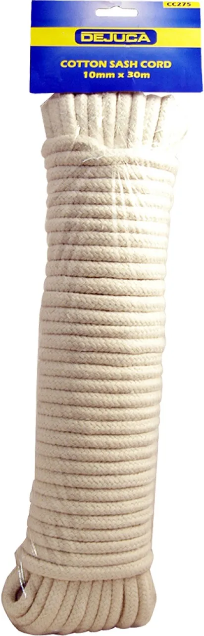 Dejuca Cotton Sash Cord - 10mm X 30m - Cord - 10mm - (hank) Braided Rope