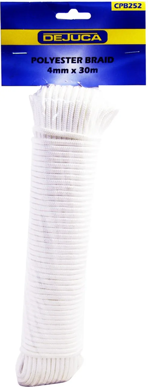 Dejuca Polyester Braid - 4mm X 30m - (hank) Braided Rope