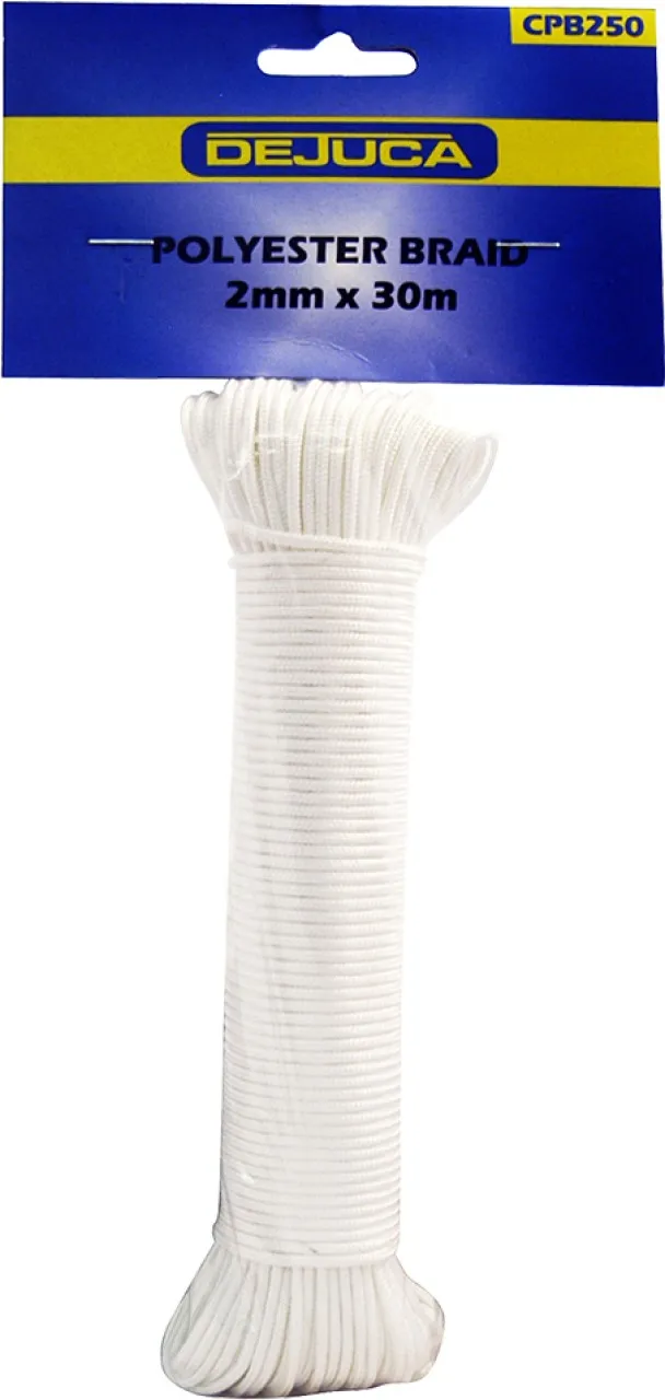 Dejuca Polyester Braid - 2mm X 30m - (hank) Braided Rope